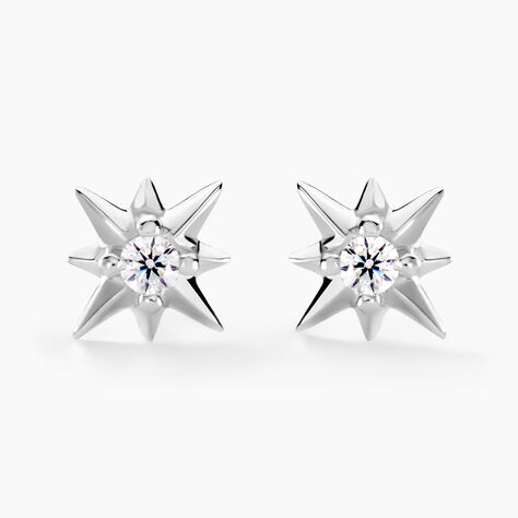 Boucles D'oreilles Puces Semira Argent Blanc Oxyde De Zirconium - Puces Femme | Marc Orian