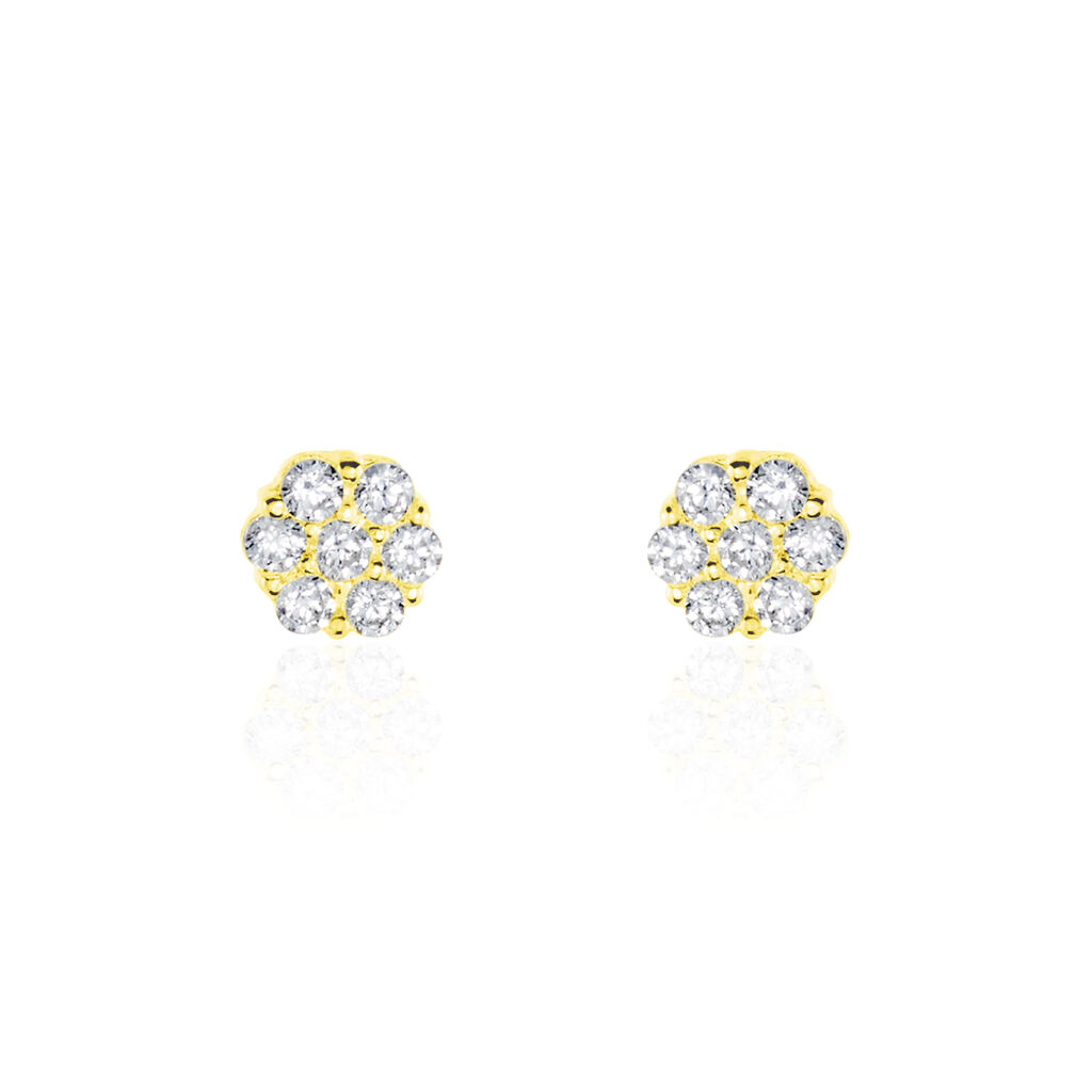 Boucles D'oreilles Puces Eleanor Fleur Or Jaune Oxyde De Zirconium - Puces Femme | Marc Orian