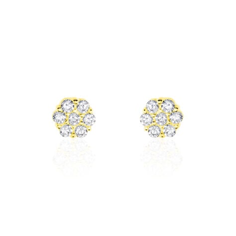 Boucles D'oreilles Puces Eleanor Fleur Or Jaune Oxyde De Zirconium - Puces Femme | Marc Orian