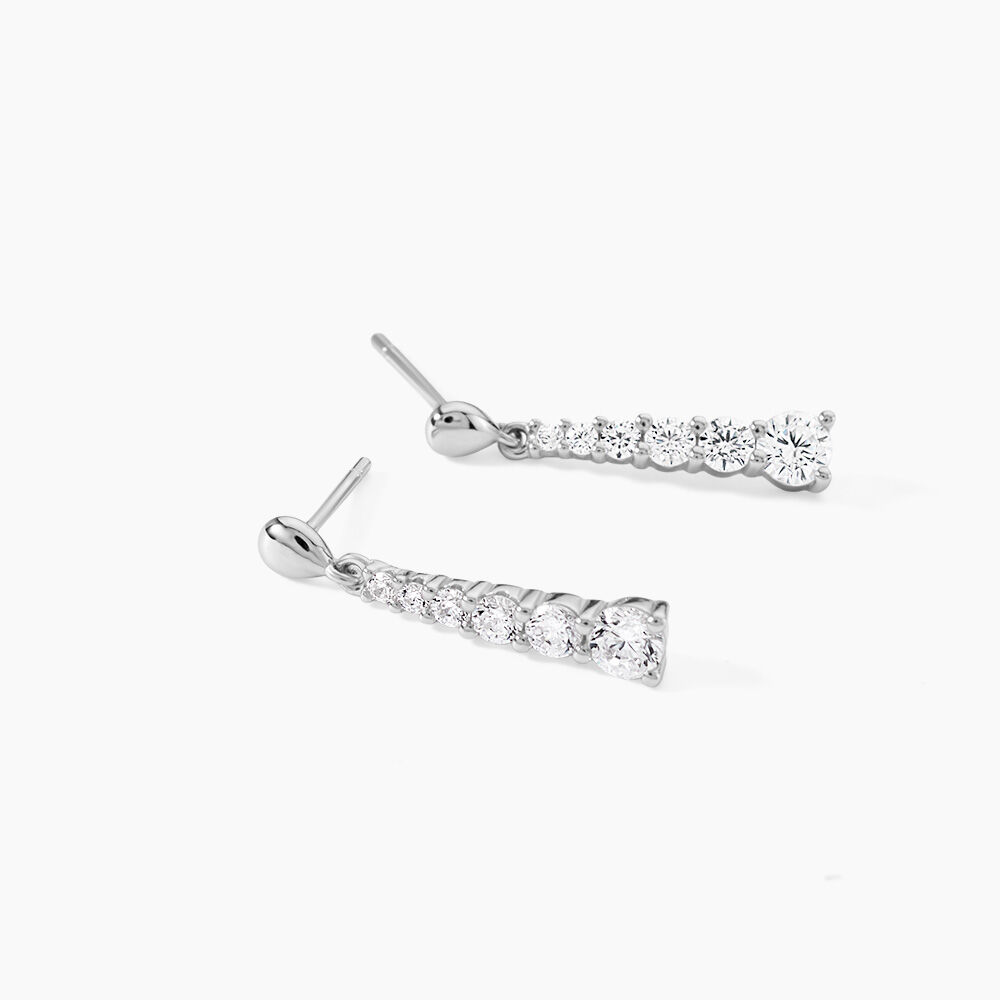 Boucles D'oreilles Pendantes Dervla Argent Rhodi&eacute; Oxyde De Zirconium - Pendantes Femme | Marc Orian