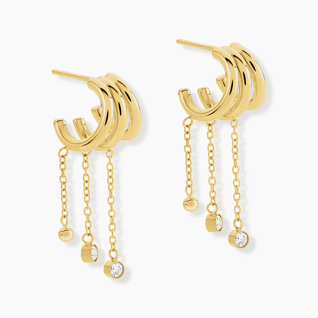 Boucles D'Oreilles Pendantes Aurore Acier Jaune Oxyde De Zirconium - Pendantes Femme | Marc Orian