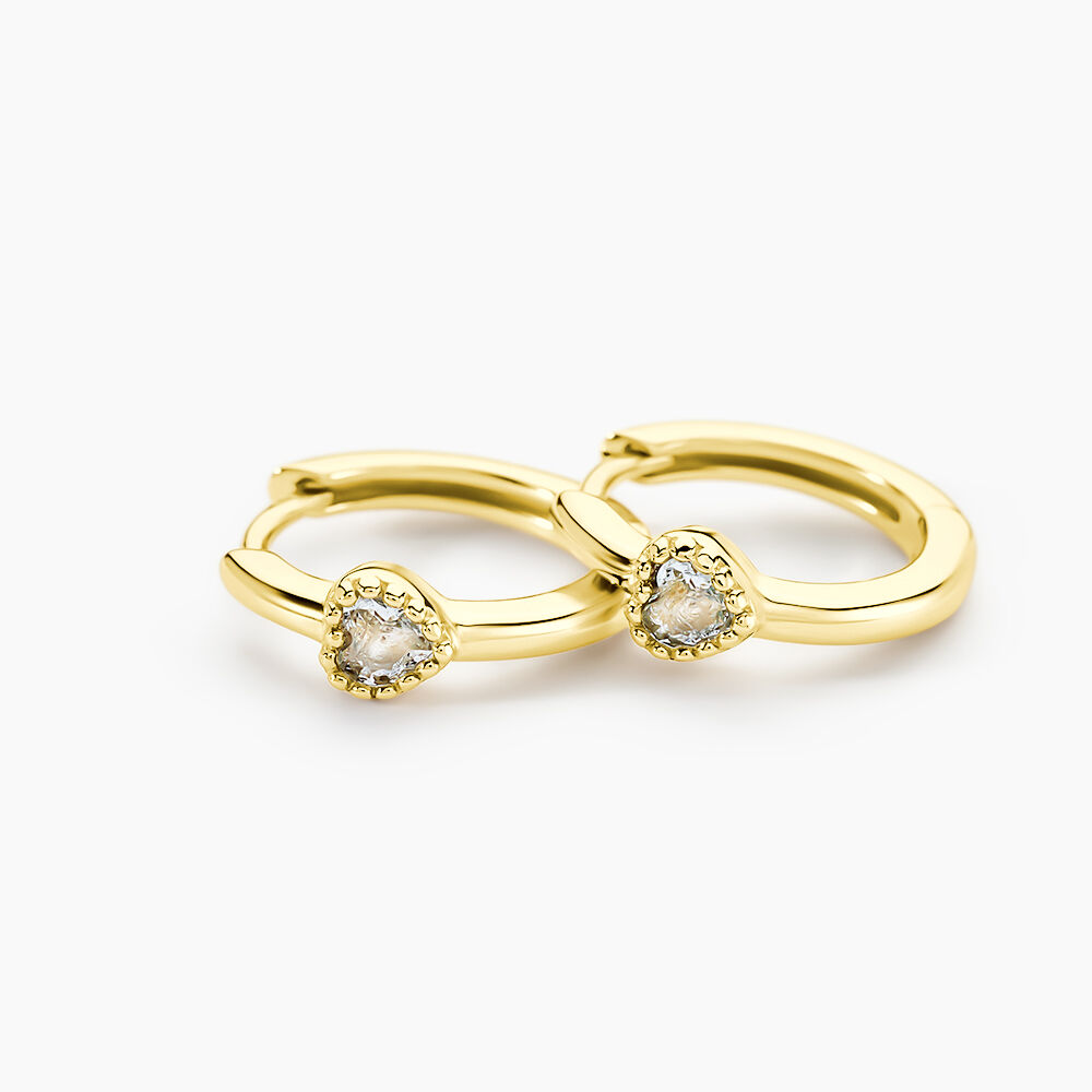 Cr&eacute;oles Argent Jaune 925/1000 C&oelig;ur Topaze Bleu Diametre 10Mm - Cr&eacute;oles Femme | Marc Orian