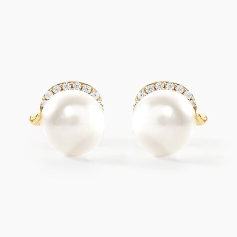 Boucles D'oreilles Puces Lucinda Or Jaune Perle De Culture - Boucles d'oreilles mariage Femme | Marc Orian