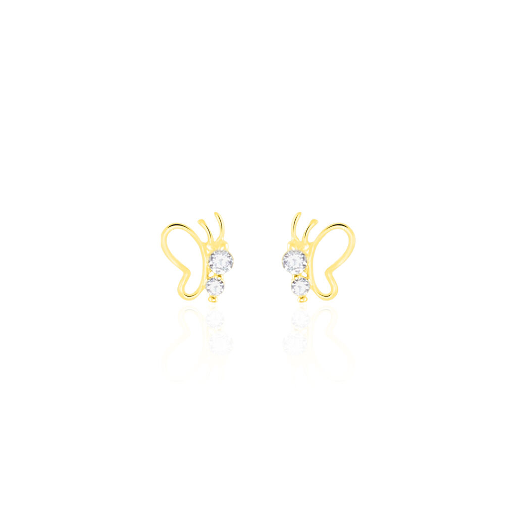 Boucles D'oreilles Puces Evaelle Papillon Or Jaune Oxyde De Zirconium - Clous d'oreilles Femme | Marc Orian