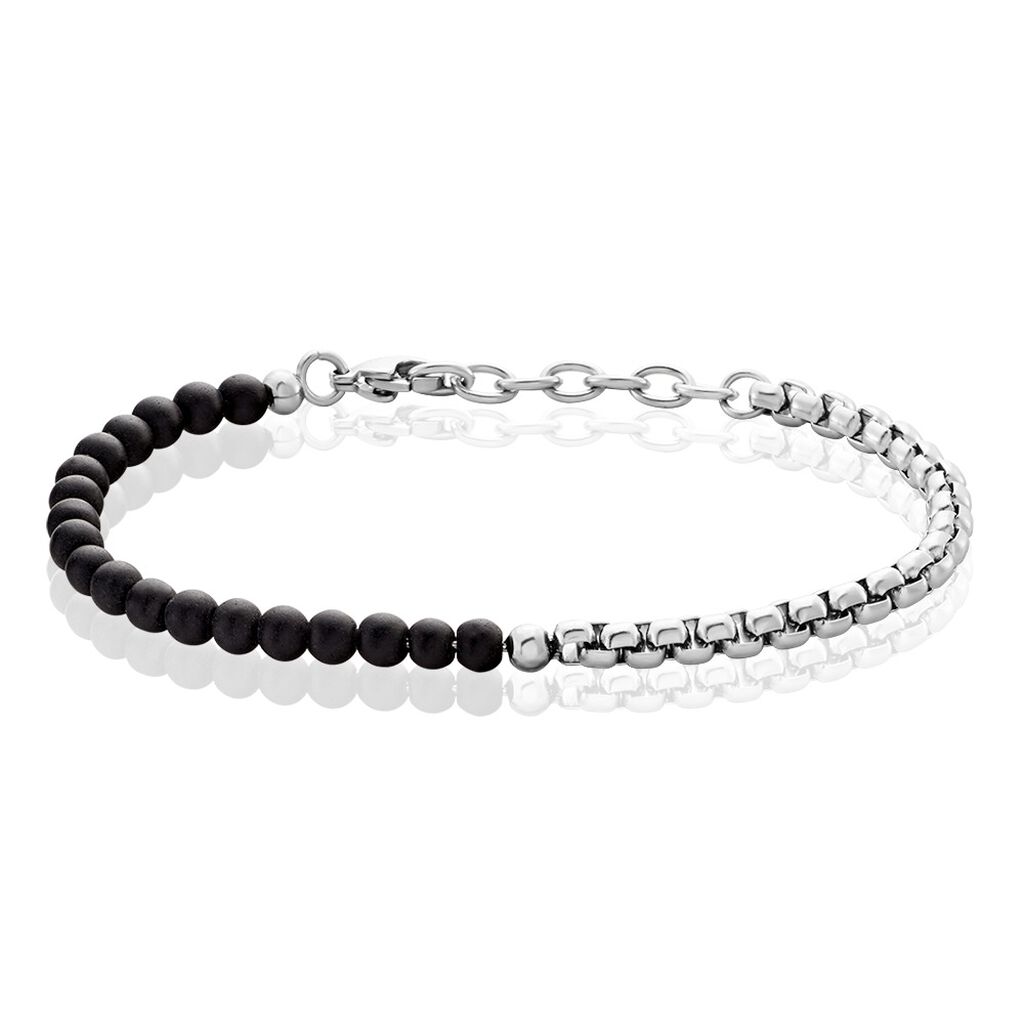 Bracelet Acier Blanc Christiano Onyx - Bracelets chaînes Homme | Marc Orian