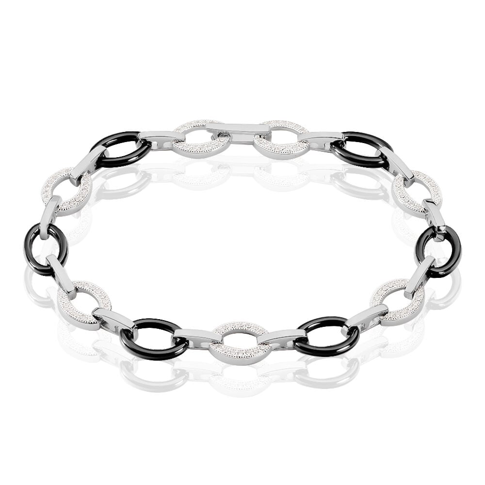 Bracelet Nowell Argent Blanc Oxyde De Zirconium Et C&eacute;ramique - Bracelets cha&icirc;nes Femme | Marc Orian
