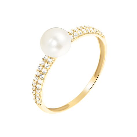 Bague Maria-francoise Or Jaune Perle De Culture Et Oxyde De Zirconium - Bagues vintage Femme | Marc Orian