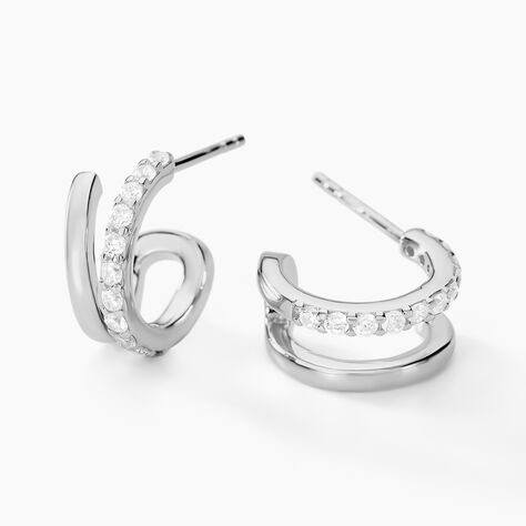 Créoles Noalie Argent Blanc Oxyde De Zirconium - Créoles Femme | Marc Orian