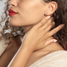 Boucles D'oreilles Puces Daria Cœur Or Blanc Oxyde De Zirconium - Clous d'oreilles Femme | Marc Orian