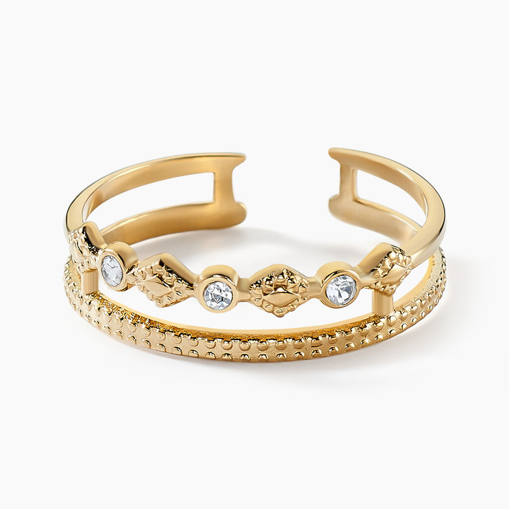 Bague Acier Dor&eacute; Cristal - Bijoux fantaisie Femme | Marc Orian