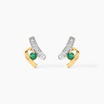 Boucles D'oreilles Puces Loubra Or Jaune Emeraude - Puces Femme | Marc Orian