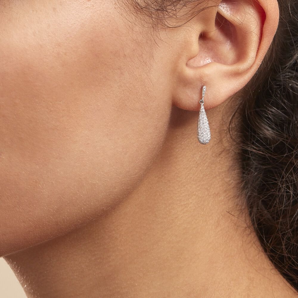 Boucles D'oreilles Puces Celine Or Blanc Diamant -  Femme | Marc Orian