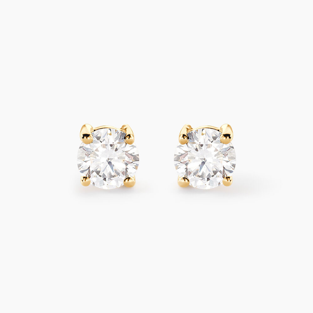 Boucles D'Oreilles Puces Aphrodite Ld Or Jaune Diamant Synth&eacute;tique - Puces Femme | Marc Orian