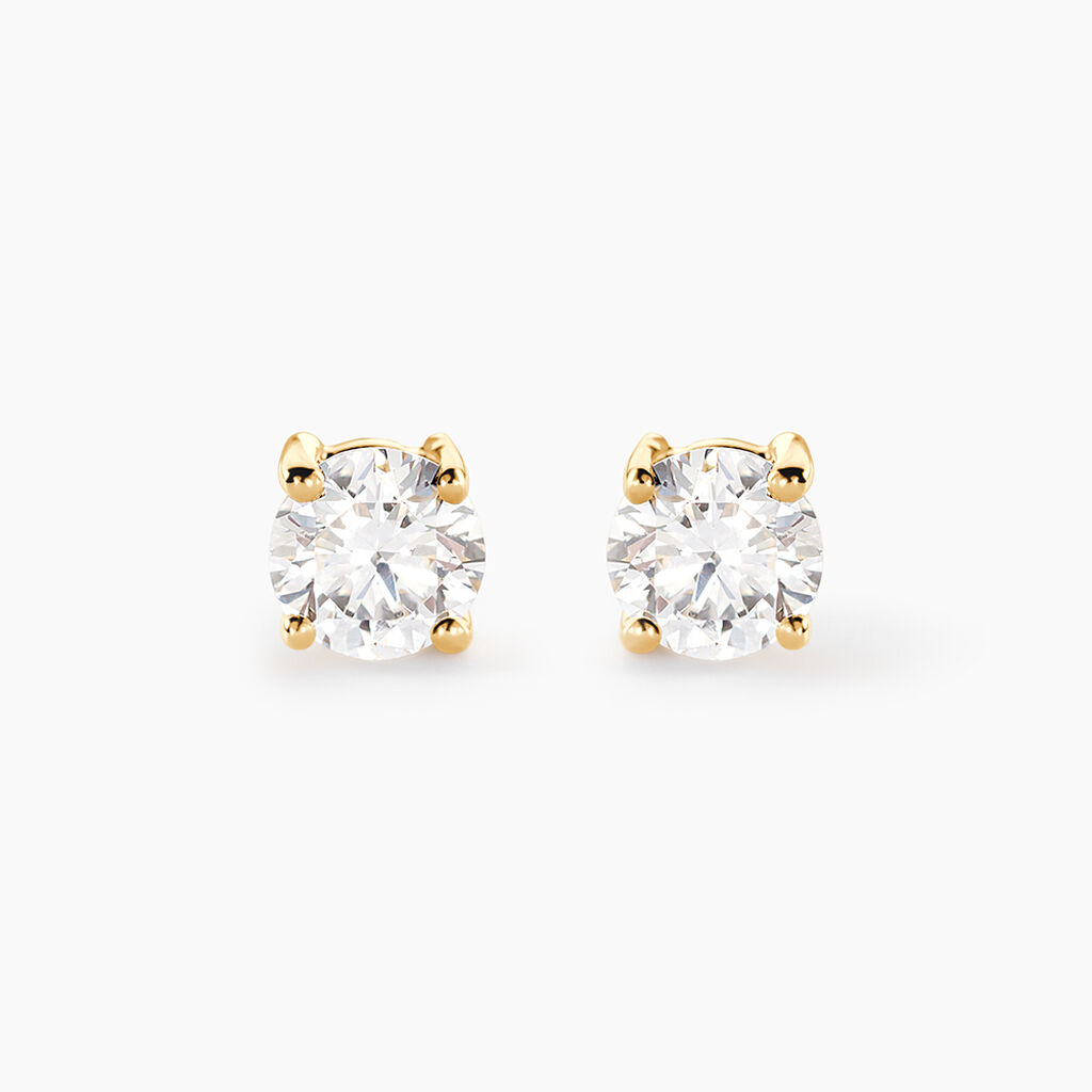 Boucles D'Oreilles Puces Aphrodite Ld Or Jaune Diamant Synth&eacute;tique - Puces Femme | Marc Orian
