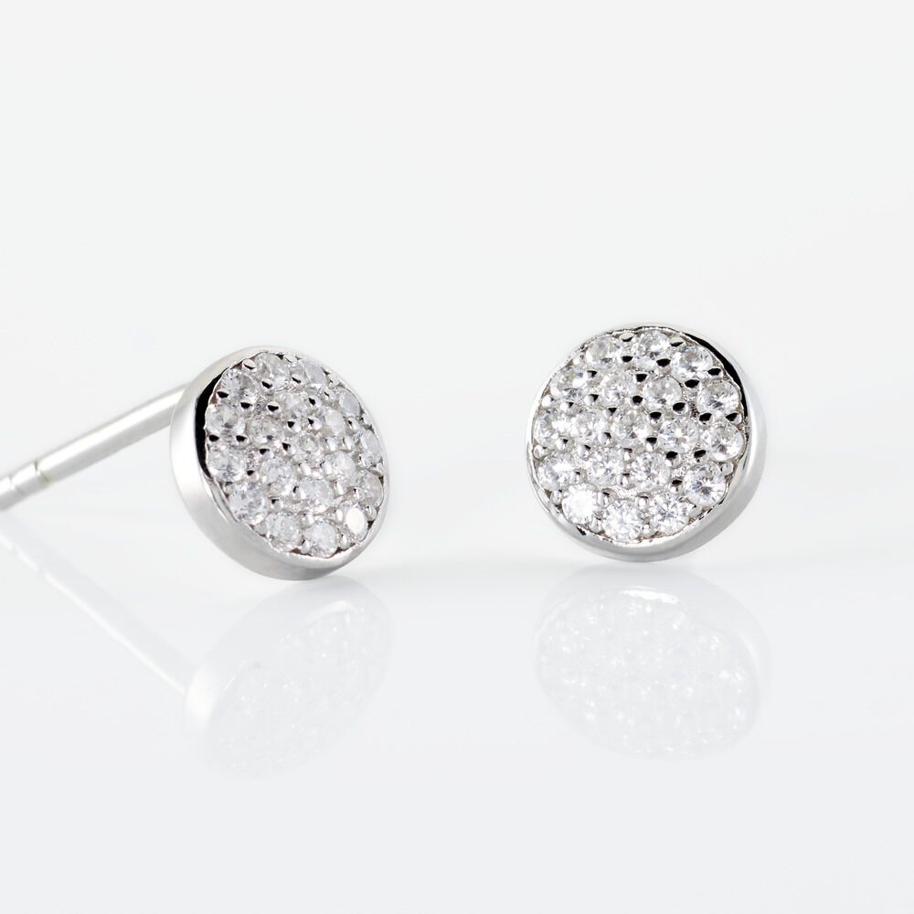 Boucles D'oreilles Puces Argent Blanc Victorin Oxydes De Zirconium - Puces Femme | Marc Orian