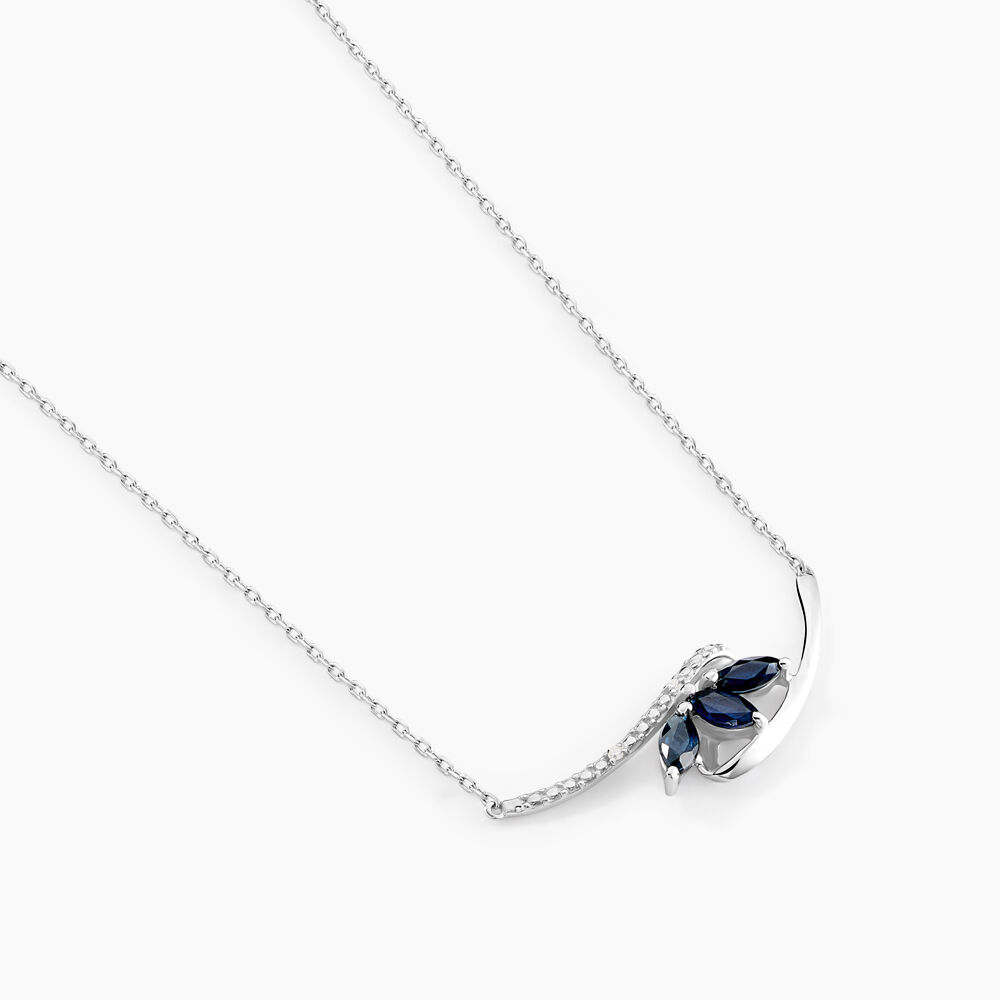Collier Petale Or Blanc Saphir Et Diamant - Colliers avec pierres Femme | Marc Orian