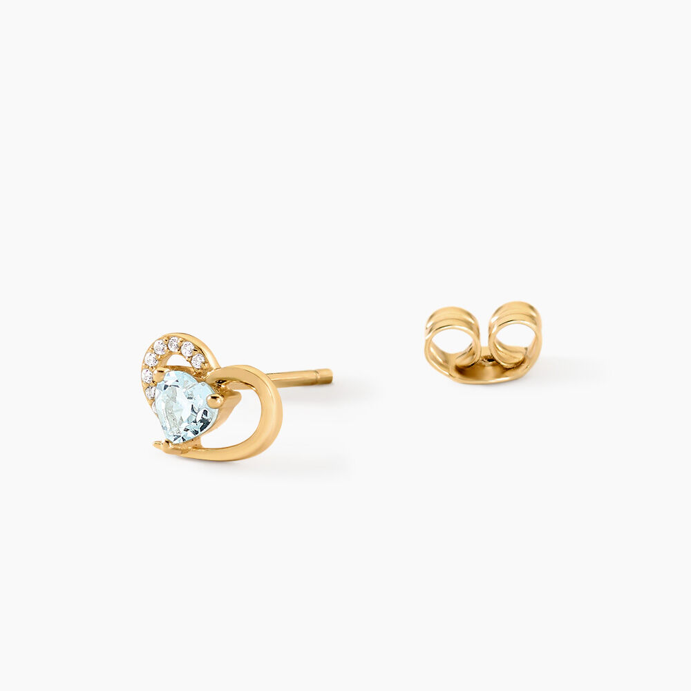 Boucles D'Oreilles Puces Creighton Argent Dor&eacute; A L'Or 750/1000 Topaze Oxyde De Zirconium - Puces Femme | Marc Orian