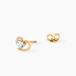 Boucles D'Oreilles Puces Creighton Argent Dor&eacute; A L'Or 750/1000 Topaze Oxyde De Zirconium - Puces Femme | Marc Orian