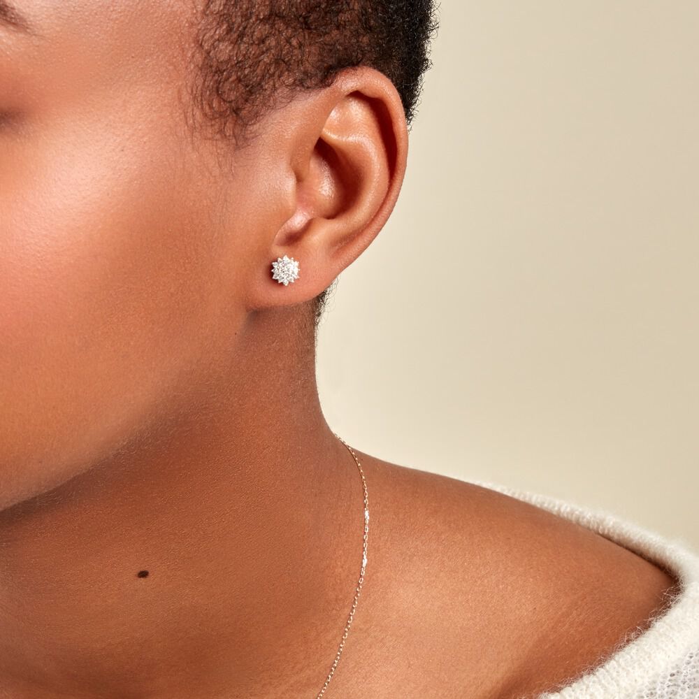 Boucles D'oreilles Puces Caliopee Or Jaune Diamant -  Femme | Marc Orian