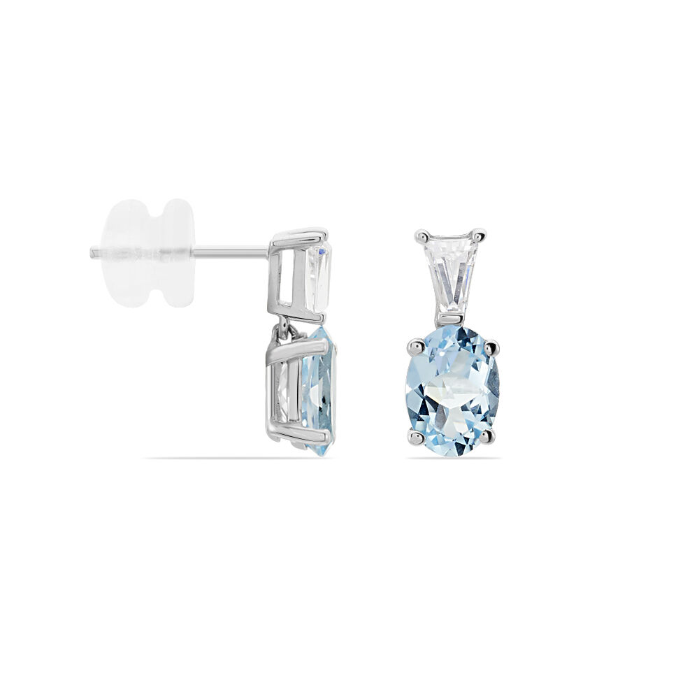 Boucles D'oreilles Puces Annchen Or Blanc Topaze Et Oxyde De Zirconium - Puces Femme | Marc Orian