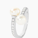 Bague Ajustable Argent Blanc Jeronimo Perle Oxydes De Zirconium - Bijoux fantaisie Femme | Marc Orian