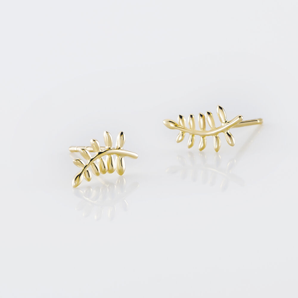 Boucles D'oreilles Puces Eudia Feuilles Or Jaune - Puces Femme | Marc Orian