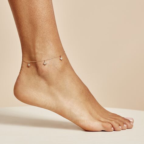 Chaîne De Cheville Alyusha Plaqué Or Doré Oxyde De Zirconium Blanc - Chaines de cheville Femme | Marc Orian