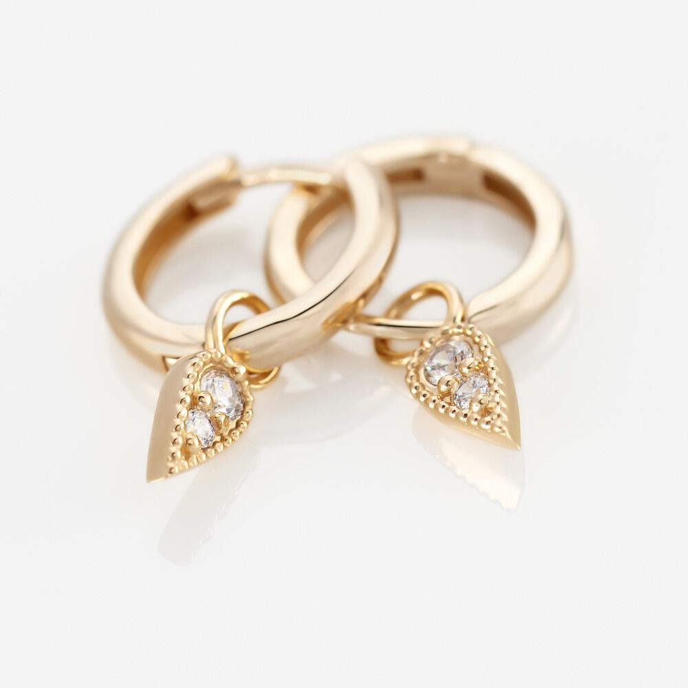 Créoles Plaqué Or Pawl Pampilles Ovales Oxydes De Zirconium - Boucles d'oreilles pampille Femme | Marc Orian