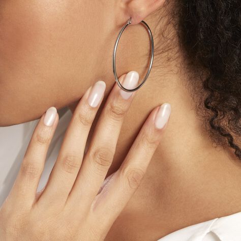 Créoles Carmela Acier Blanc - Boucles d'oreilles Créoles Femme | Marc Orian