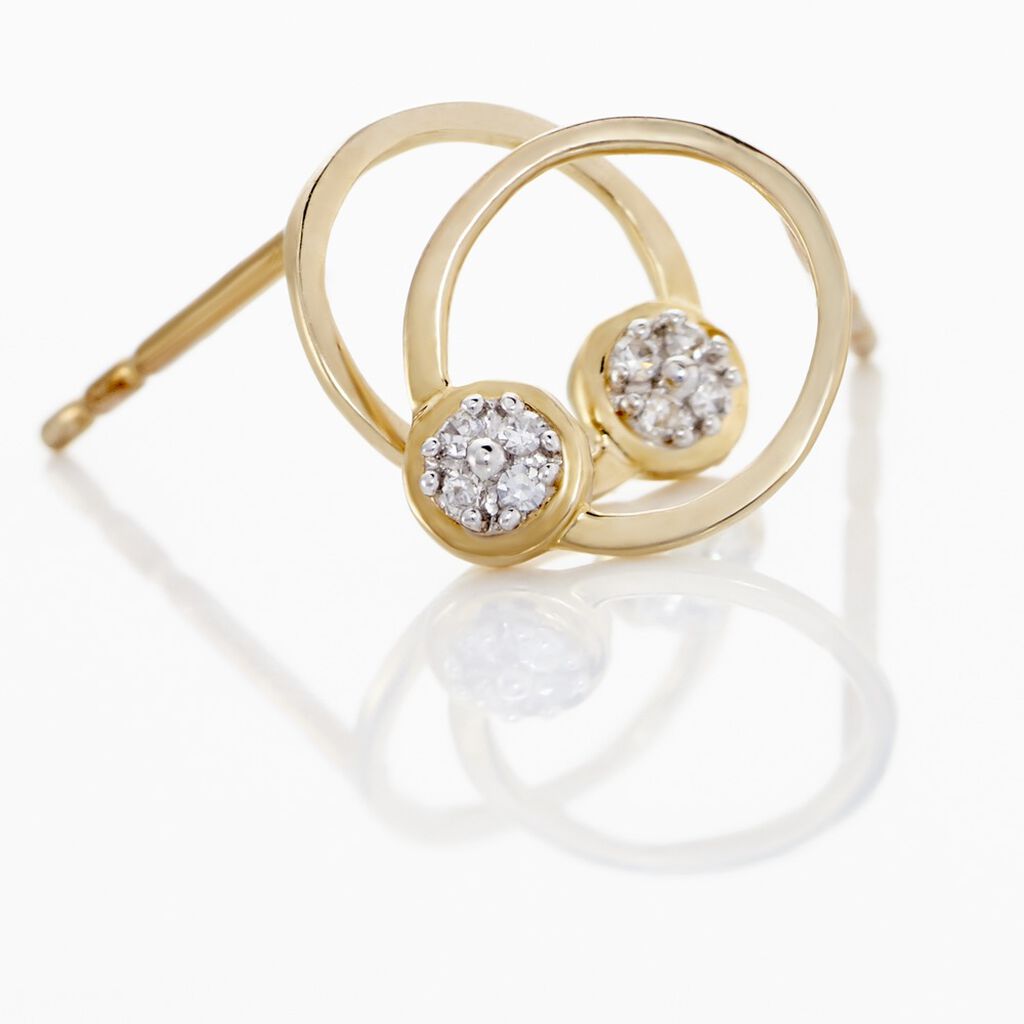 Boucles D'oreilles Puces Or Jaune Akiva Diamants - Clous d'oreilles Femme | Marc Orian