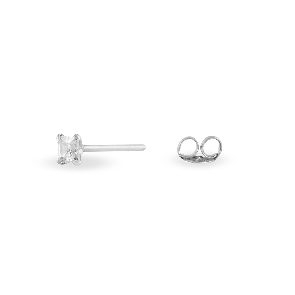 Boucles D'oreilles Puces Carre Argent Blanc Oxyde De Zirconium - Puces Femme | Marc Orian