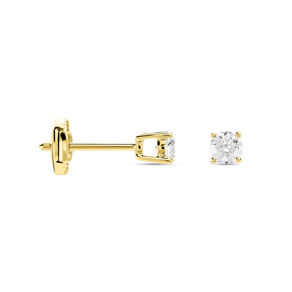 Boucles D'oreilles Puces One Or Jaune Diamants - Boucles d'oreilles mariage Femme | Marc Orian