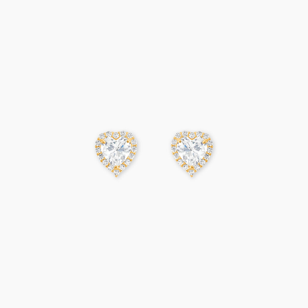 Boucles D'oreilles Puces Aymane Or Jaune Oxyde De Zirconium - Puces Famille | Marc Orian