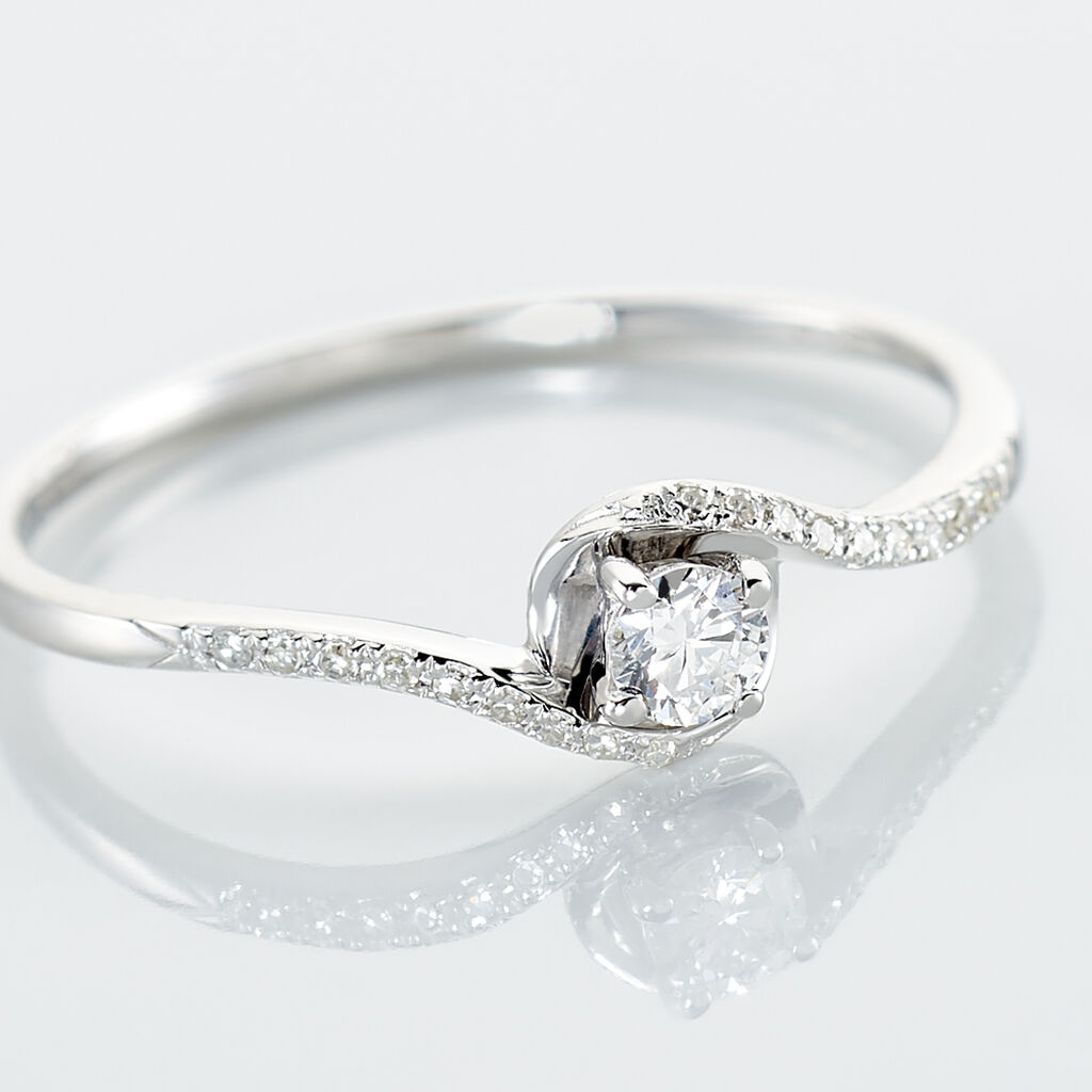 Bague Vrille Accompagnee Or Blanc Diamant - Bagues Solitaire Femme | Marc Orian
