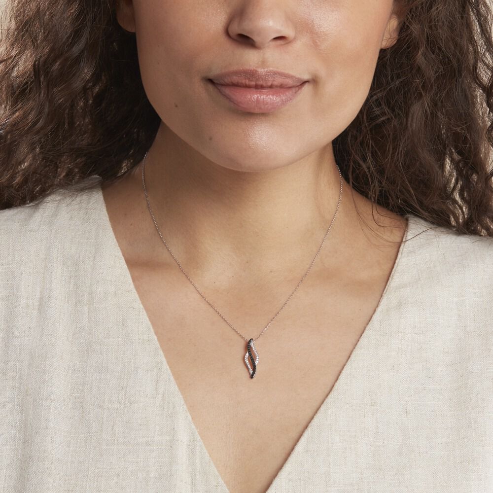 Collier Courbes Or Blanc Diamant - Colliers avec pierres Femme | Marc Orian