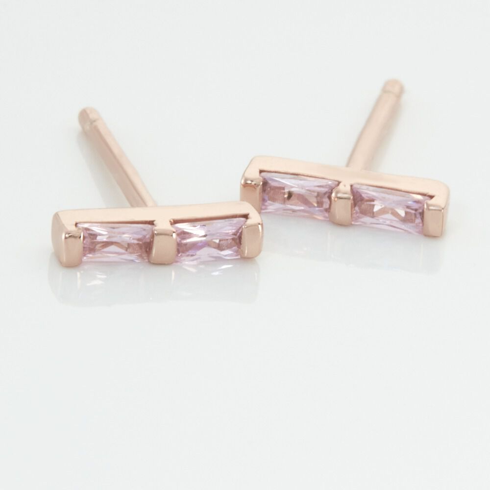 Boucles D'oreilles Puces Andrew Argent Rose Oxyde De Zirconium Rose - Puces Femme | Marc Orian