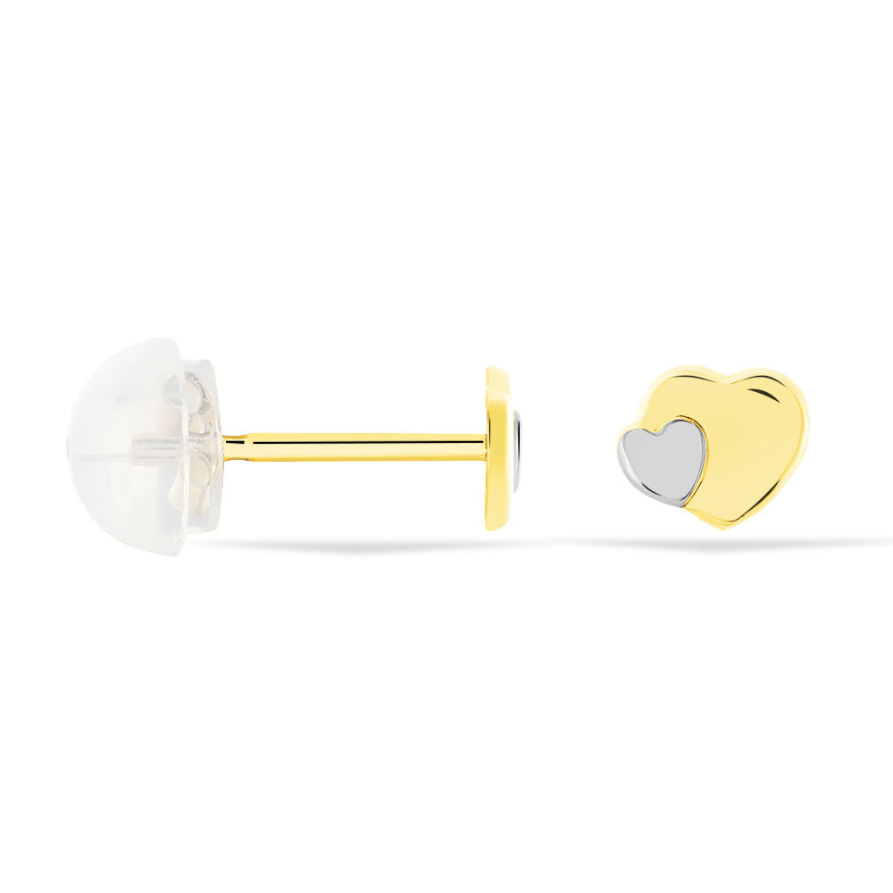 Boucles D'oreilles Puces Anne-maudae Double Coeurs Or Bicolore - Puces Femme | Marc Orian