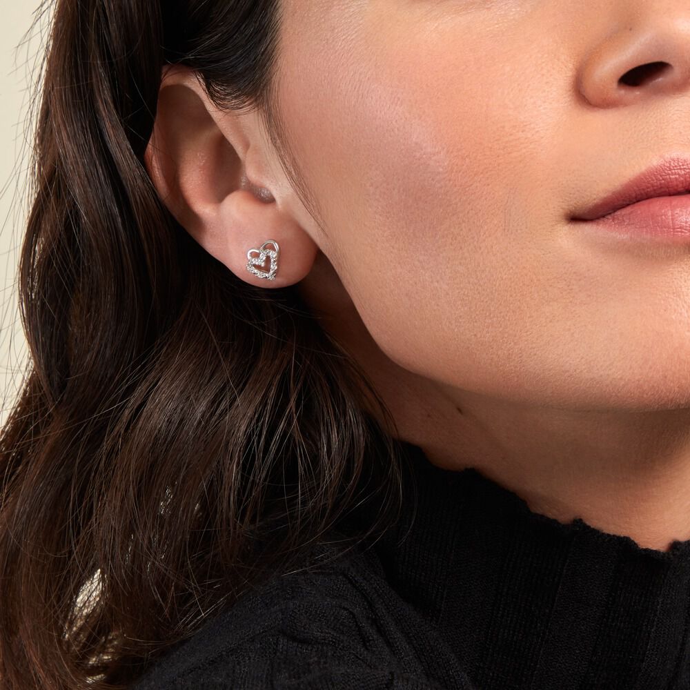 Boucles D'oreilles Puces Aoki Argent Blanc Oxyde De Zirconium - Puces Femme | Marc Orian