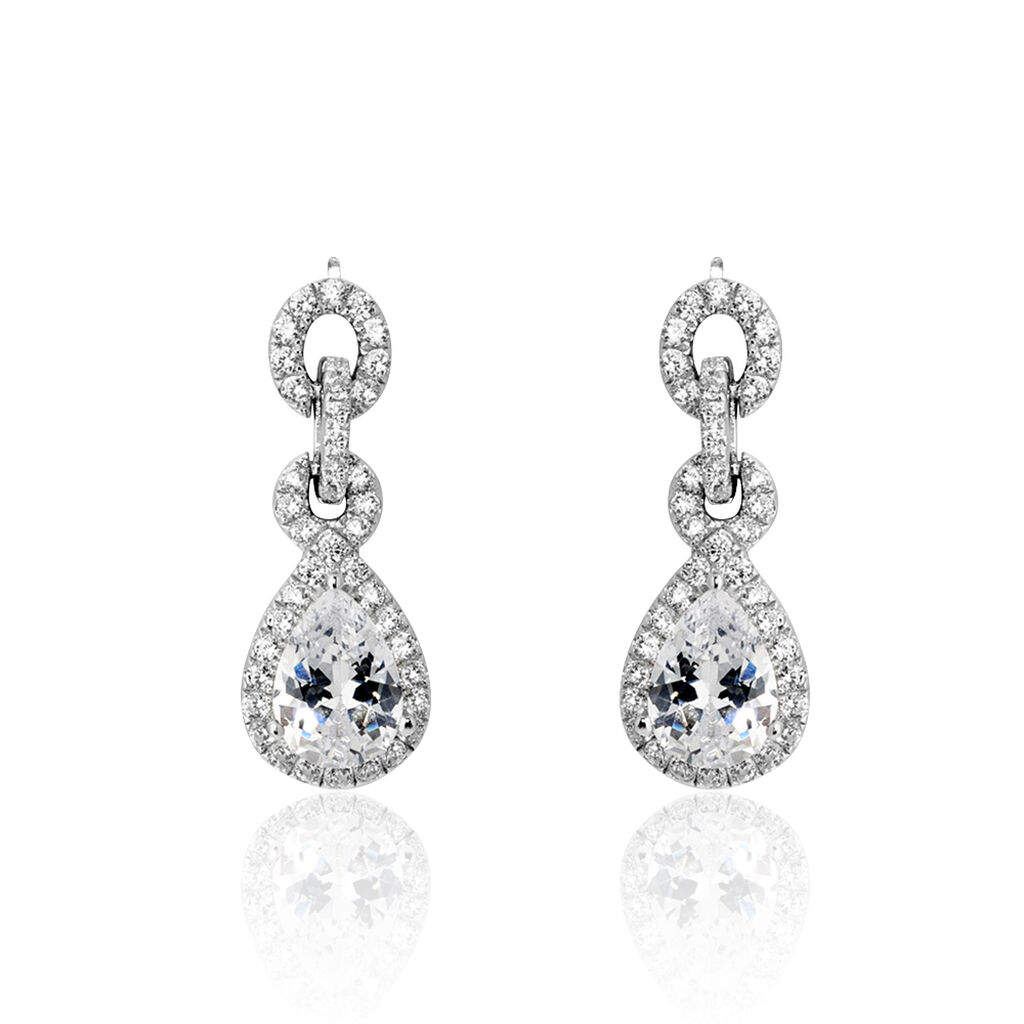 Boucles D'oreilles Pendantes Adelma Argent Blanc Oxyde De Zirconium - Pendantes Femme | Marc Orian