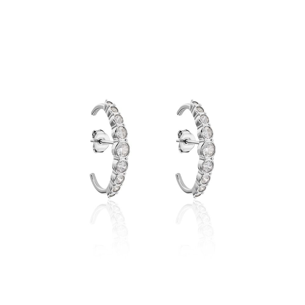 Boucles D'oreilles Liviu Argent Blanc Oxyde De Zirconium - Créoles Femme | Marc Orian