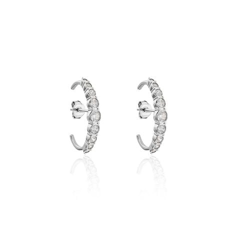 Boucles D'oreilles Liviu Argent Blanc Oxyde De Zirconium - Créoles Femme | Marc Orian