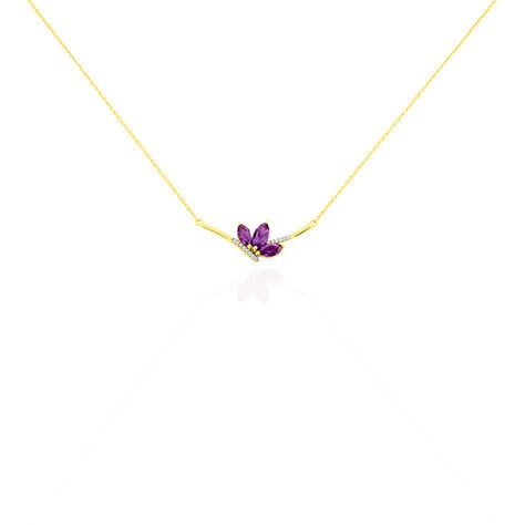 Collier Augustina Or Jaune Amethyste Oxyde De Zirconium - Colliers avec pierres Femme | Marc Orian