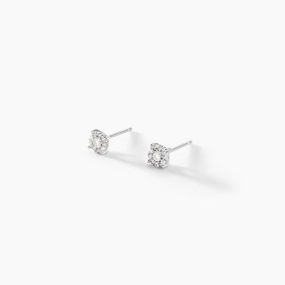 Boucles D'oreilles Puces Artemis Or Blanc Diamant - Puces Femme | Marc Orian