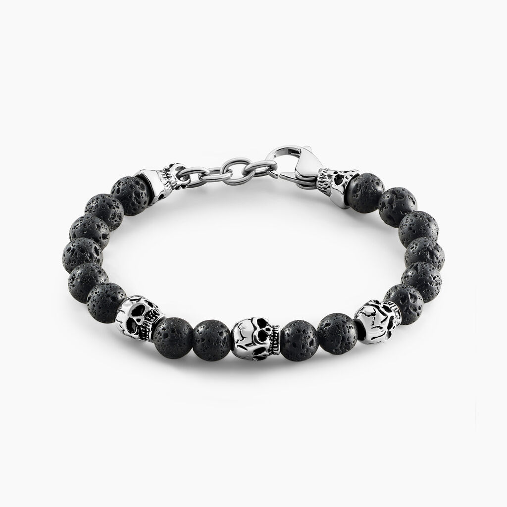 Bracelet Acier Blanc Hantz Pierre De Lave - Bracelets cha&icirc;nes Homme | Marc Orian