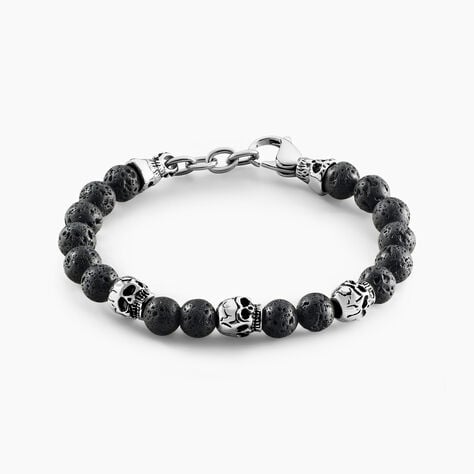 Bracelet Acier Blanc Hantz Pierre De Lave - Bracelets cha&icirc;nes Homme | Marc Orian