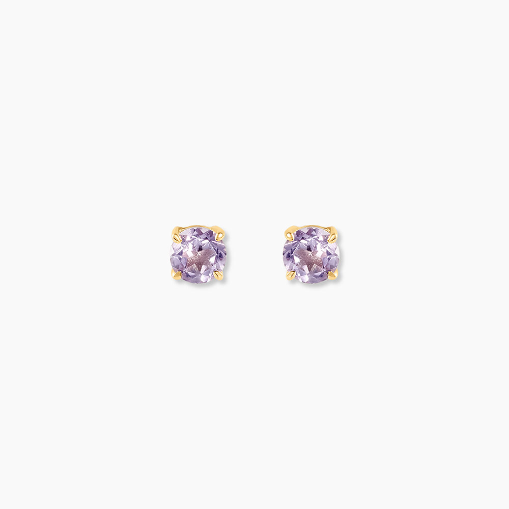 Boucles D'oreilles Puces Elea Or Jaune Amethyste Violet - Puces Femme | Marc Orian