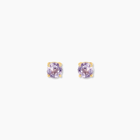 Boucles D'oreilles Puces Elea Or Jaune Amethyste Violet - Puces Femme | Marc Orian