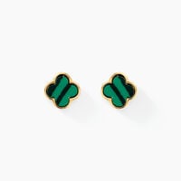Boucles D'oreilles Puces Stellya Or Jaune Malachite
