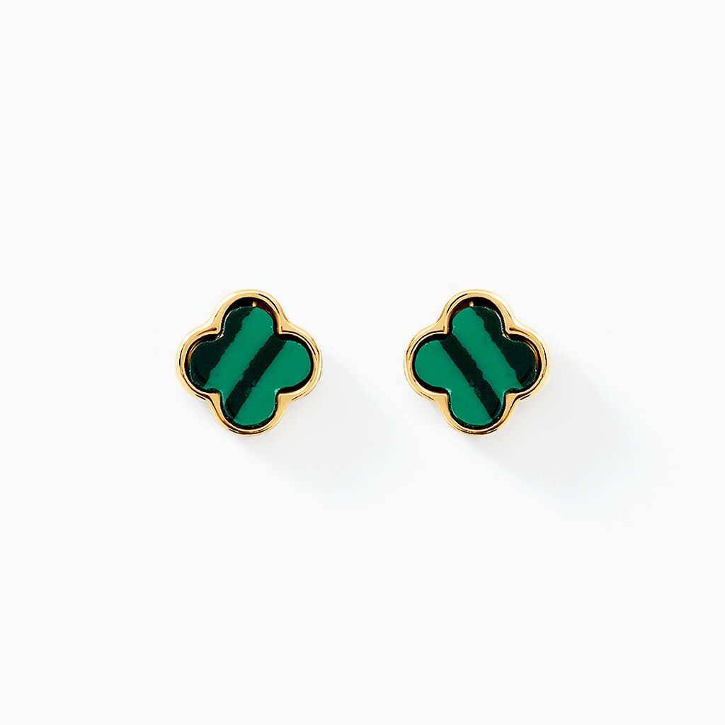 Boucles D'oreilles Puces Stellya Or Jaune Malachite - Puces Femme | Marc Orian