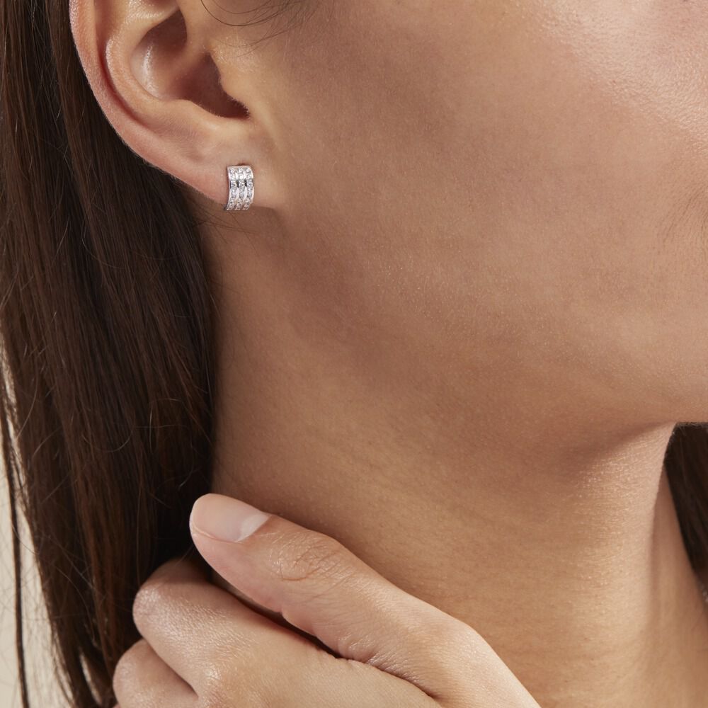 Demi Créoles Or Blanc Jacobea Oxyde De Zirconium - Créoles Femme | Marc Orian
